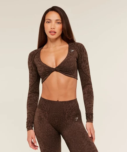 Женский лонгслив Gymshark Adapt Animal X, коричневый