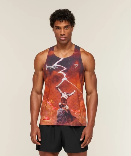 Мужская майка Gymshark Run Club x Frazetta, красно-рыжая