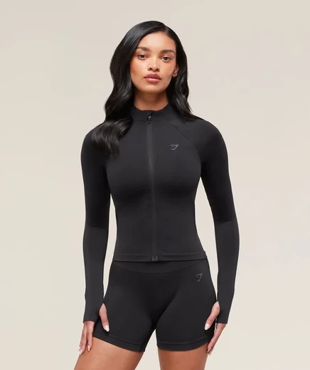 Женская куртка Gymshark Soft Sculpt на молнии, черная