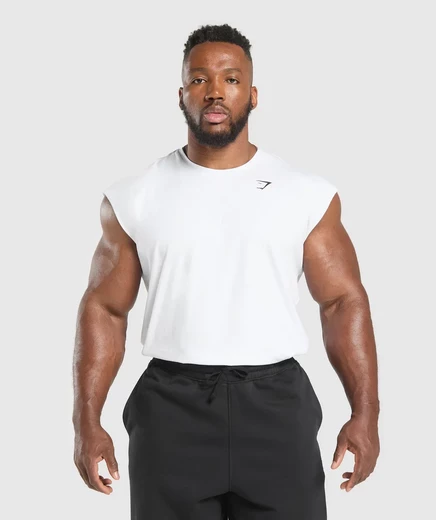 Мужская майка Gymshark Critical Cut Off, белая
