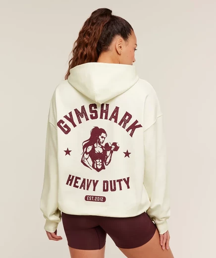 Женское худи Gymshark Heavy Duty оверсайз, белое