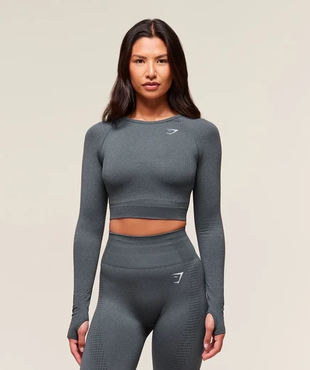 Женский кроп-топ Gymshark Vital, серый меланж