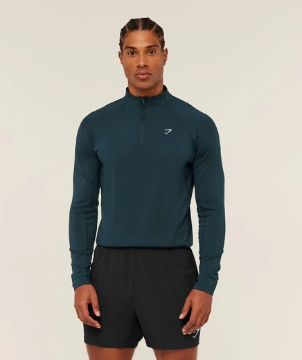 Мужская толстовка Gymshark 1/4 zip, темно-синяя