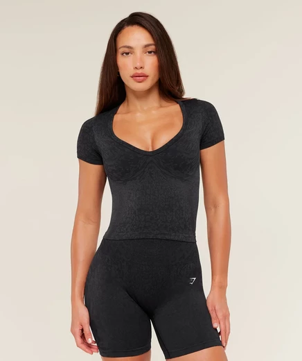 Женская футболка Gymshark Adapt Animal X Whitney, черная/асфальт-серая