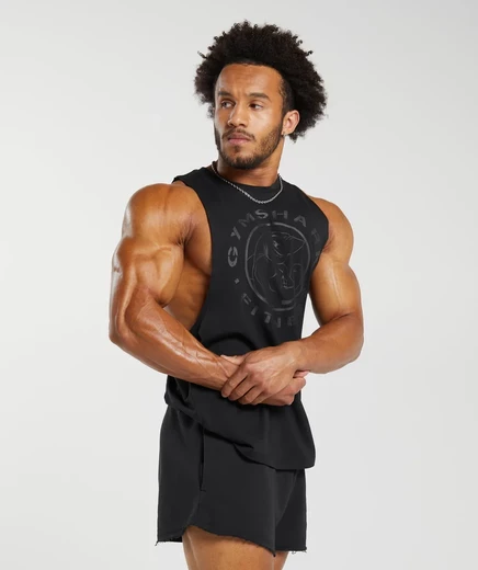 Мужская майка Gymshark Legacy Drop Arm, черная