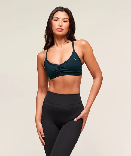Женский топ Gymshark Ruched Strappy, темно-бирюзовый