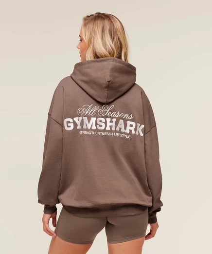 Женское худи Gymshark All Seasons с принтом, коричневое