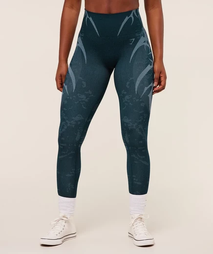 Женские леггинсы Gymshark Storm Seamless, темно-бирюзовые