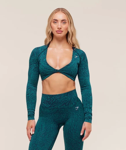 Женский кроп-топ Gymshark Adapt Animal, темно-синий