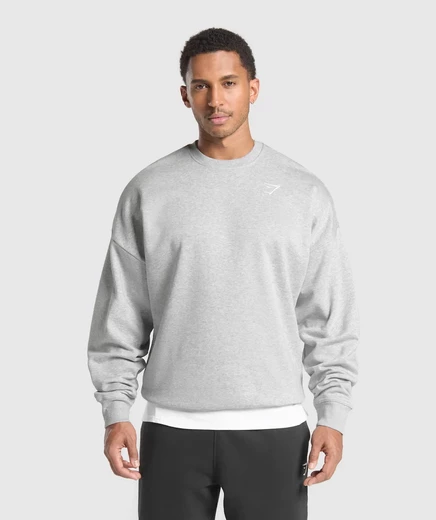 Мужской свитшот Gymshark Oversized Crest, светло-серый меланж