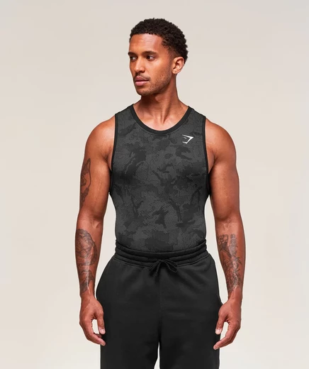 Мужская майка Gymshark Geo Seamless Tank, черная/графитовая