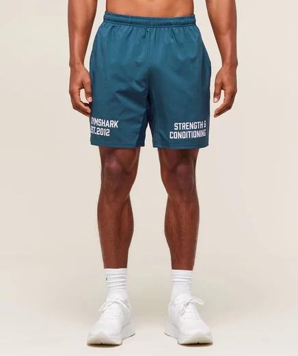 Мужские шорты Gymshark S&C Graphic 7″, синие