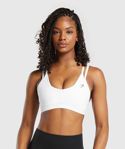 Женский спортивный топ Gymshark Double Up со средней поддержкой, белый