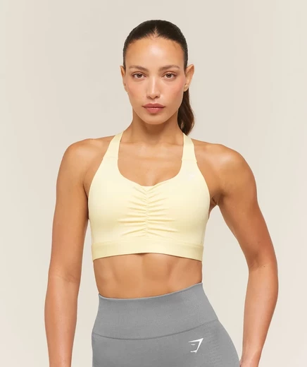 Женский спортивный топ Gymshark High Support, сливочно-жёлтый