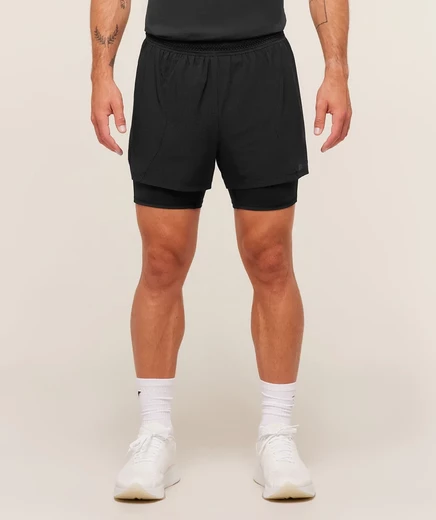 Мужские шорты Gymshark Running 4″ 2-в-1, черные