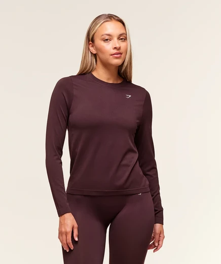 Женский бесшовный лонгслив Gymshark Everyday Seamless из нейлона, вишнево-фиолетовый