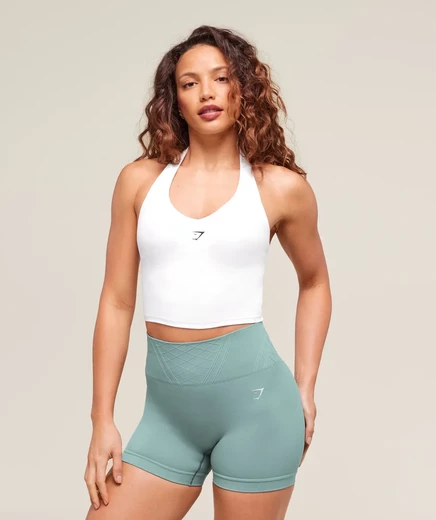 Женский кроп-топ Gymshark Halter Cami с лифом, белый