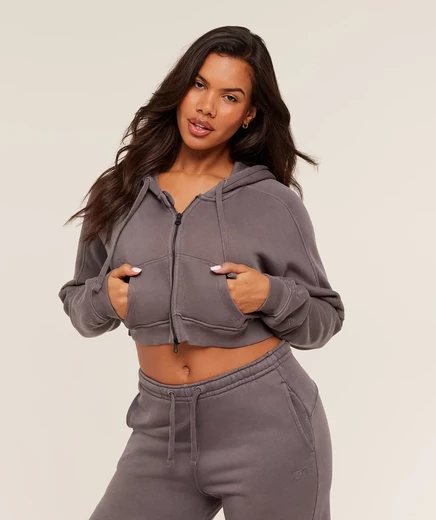Женское худи Gymshark Pump Zip Through на молнии, коричневое