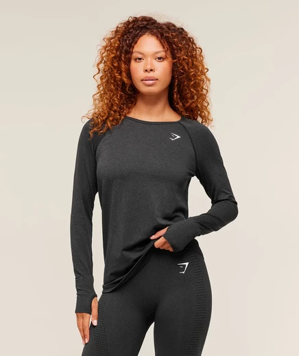 Женский легкий лонгслив Gymshark Vital Light, черный меланж