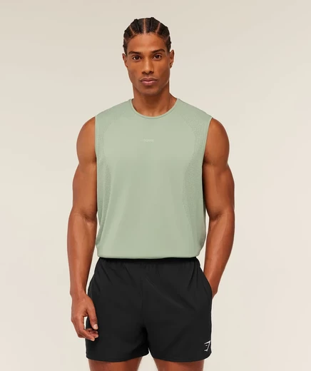 Мужская бесшовная майка Gymshark Distance Seamless, приглушенно-зеленая