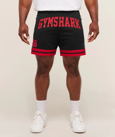 Мужские шорты Gymshark Campus Mesh, черно-красные