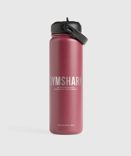 Термобутылка Gymshark 710 мл с трубочкой, ягодно-розовая