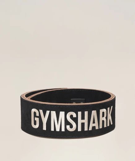 Пояс для пауэрлифтинга Gymshark Lever кожаный, черный/экрю