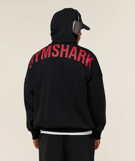 Мужское худи Gymshark Power на молнии, черное/красное