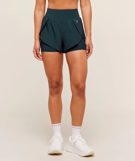 Шорты для бега Gymshark 2-в-1 deep petrol blue