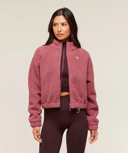Женская куртка Gymshark Sherpa, розовая