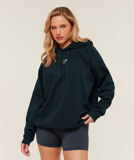 Женское худи Gymshark Training Oversized, тёмно‑бирюзовое