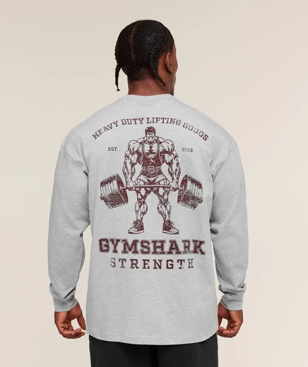 Мужской лонгслив Gymshark Strength, серый меланж
