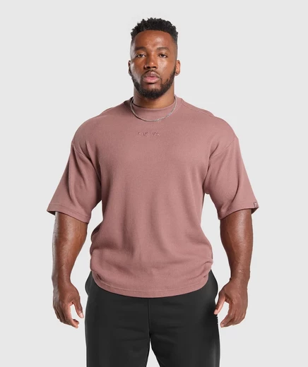 Футболка оверсайз с вафлями Gymshark brick brown