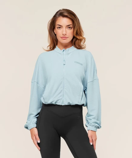 Женская куртка Gymshark Waffle Midi на молнии, серо-голубая