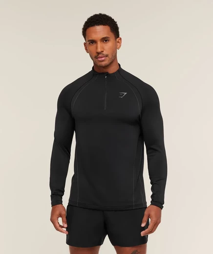 Мужской пуловер Gymshark Apex 1/4 zip, черный/темно-серый