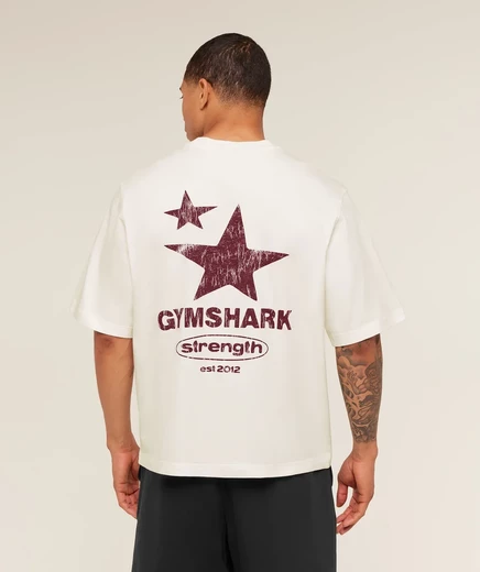 Мужская футболка Gymshark Strength Stars, белая