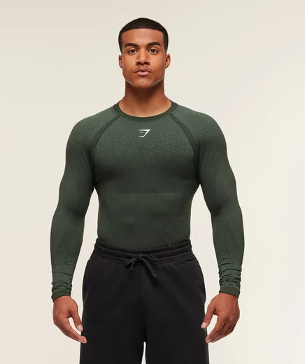 Мужская футболка с длинным рукавом Gymshark Shadow Seamless, зеленая