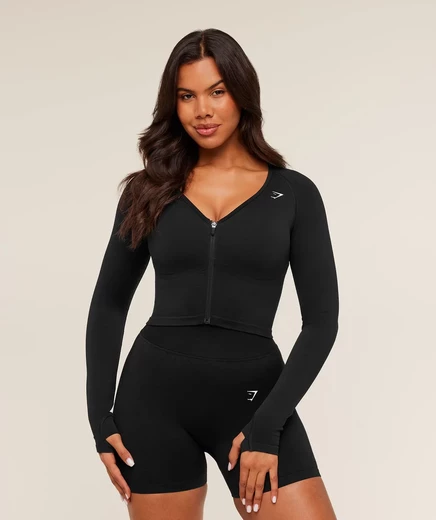 Женская куртка Gymshark Lift Seamless, черная/меланж