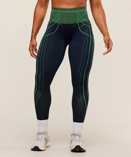Женские леггинсы Gymshark Apex Seamless, сине-зелёные