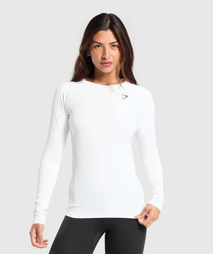 Женский базовый лонгслив Gymshark Training Baselayer, белый