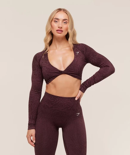 Женский кроп-топ Gymshark Adapt лонгслив, фиолетово-розовый