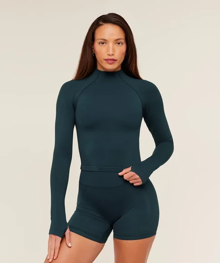 Женский лонгслив Gymshark Weekend Seamless, петрол/темно-синий