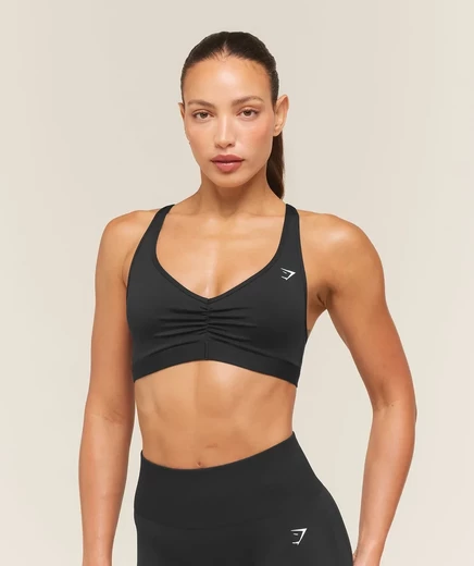 Женский спортивный топ Gymshark Ruched 2.0, чёрный
