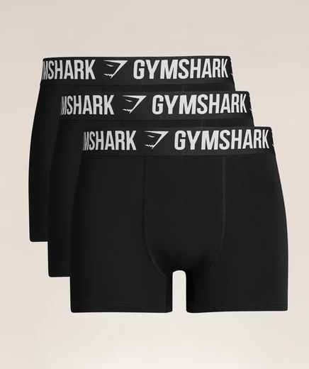 Мужские боксеры Gymshark Boxer Brief, 3 шт., черные