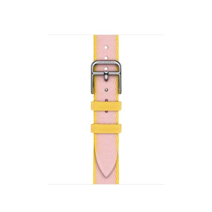 Ремешок для часов Hermès Twill Jump Attelage Single Tour rose sakura/jaune de naples