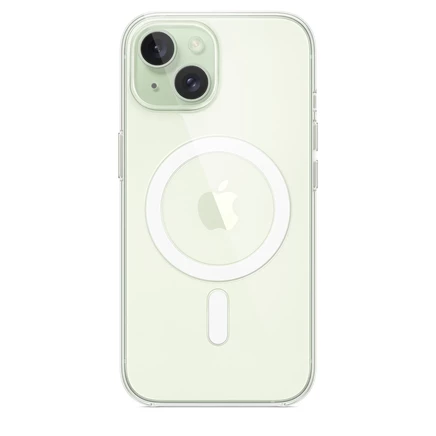 Прозрачный чехол для Apple iPhone 15 с MagSafe green