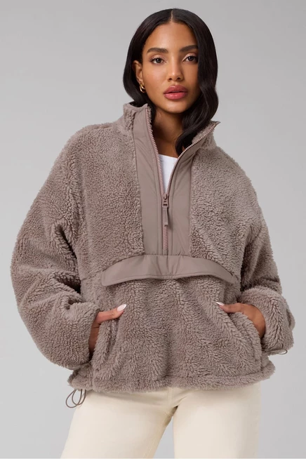 Пуловер Fabletics Teddy Half-Zip desert shadows