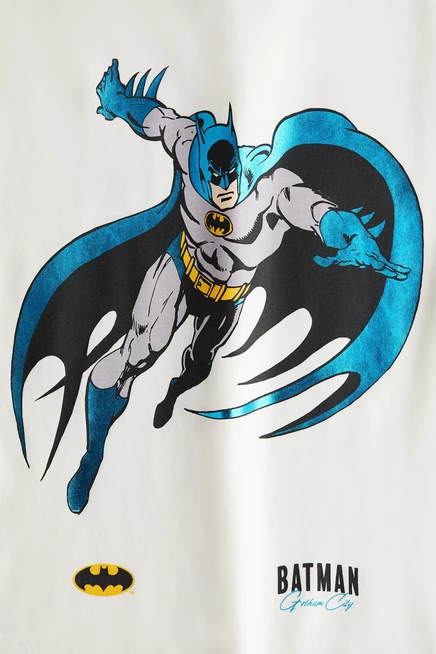 Детская футболка H&M из хлопка с принтом Batman, белая