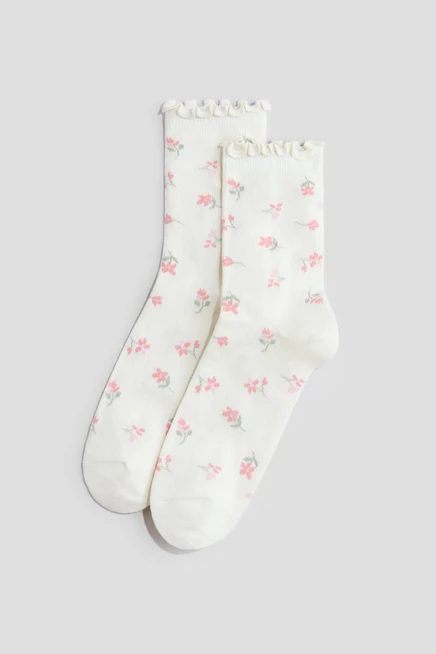 Носки H&M, 7 пар, розовые/цветочный принт
