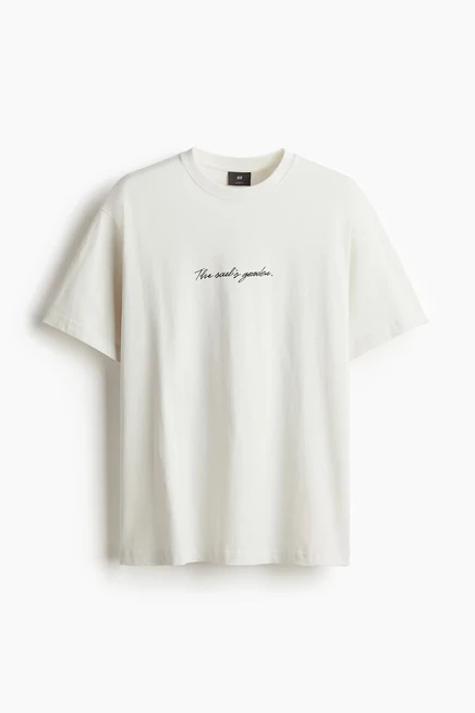 Мужская футболка H&M с принтом, белая/the soul's garden